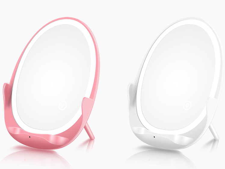 Portable Stand Mirror with Light and Wireless Charger