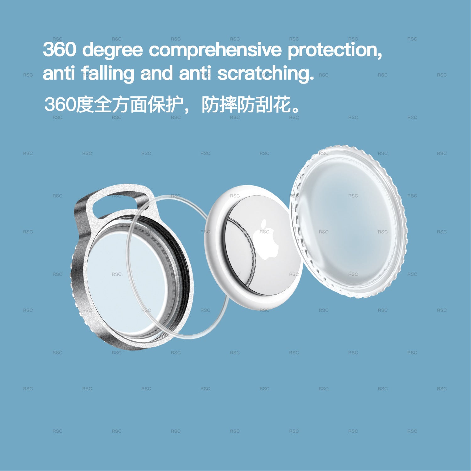 AirTag Metal Protective Case with Keychain and Waterproof