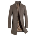 Men's Wool Blend Overcoat with Fashionable Monk Collar