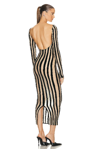 Slim Fit Mesh Striped Dress - European and American Style