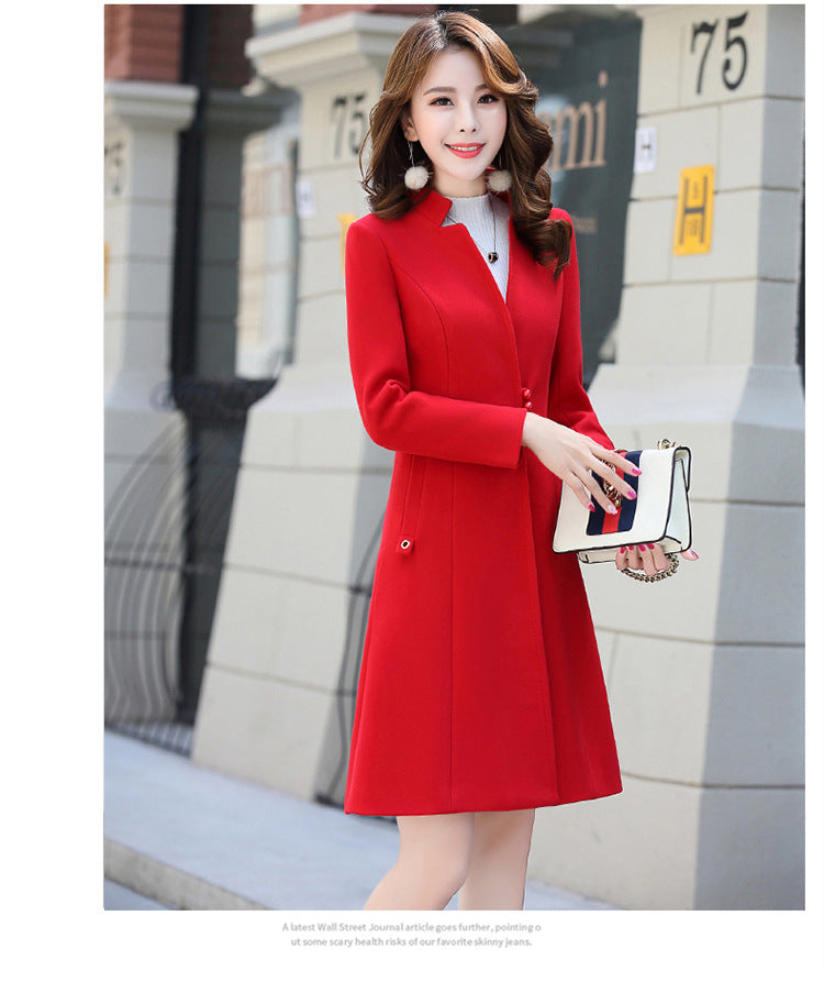 Women's Fashionable Wool Blend Long Trench Coat