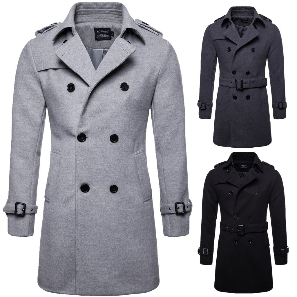 Men's Long Wool Blend Coat - Plus Size Overcoat