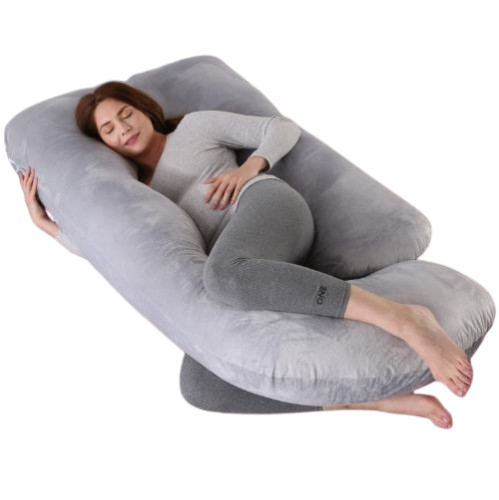 J-Shaped Pregnancy Pillow with Crystal Velvet Cover