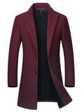 Litteking Mens Winter Coat Wool Trench Overcoat Casual Single Breasted Pea Top Jacket Red S